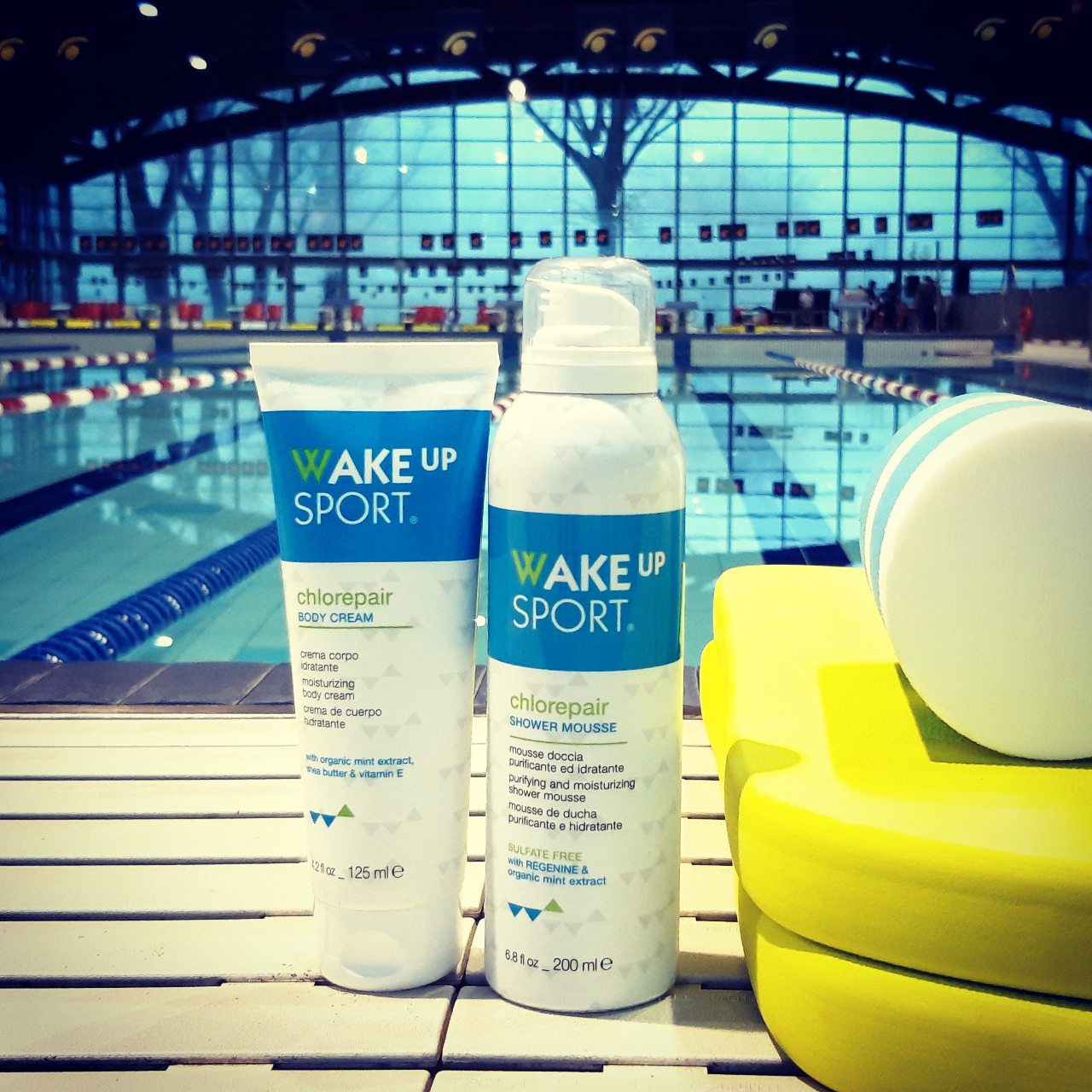 nuoto shampoo anti cloro e crema idratante wake up sport